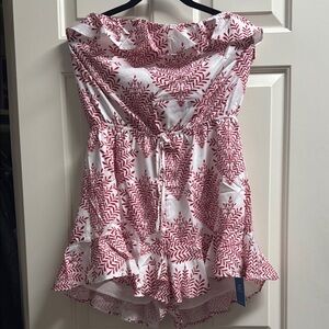 Cupshe Red and White Leaf Print Dress